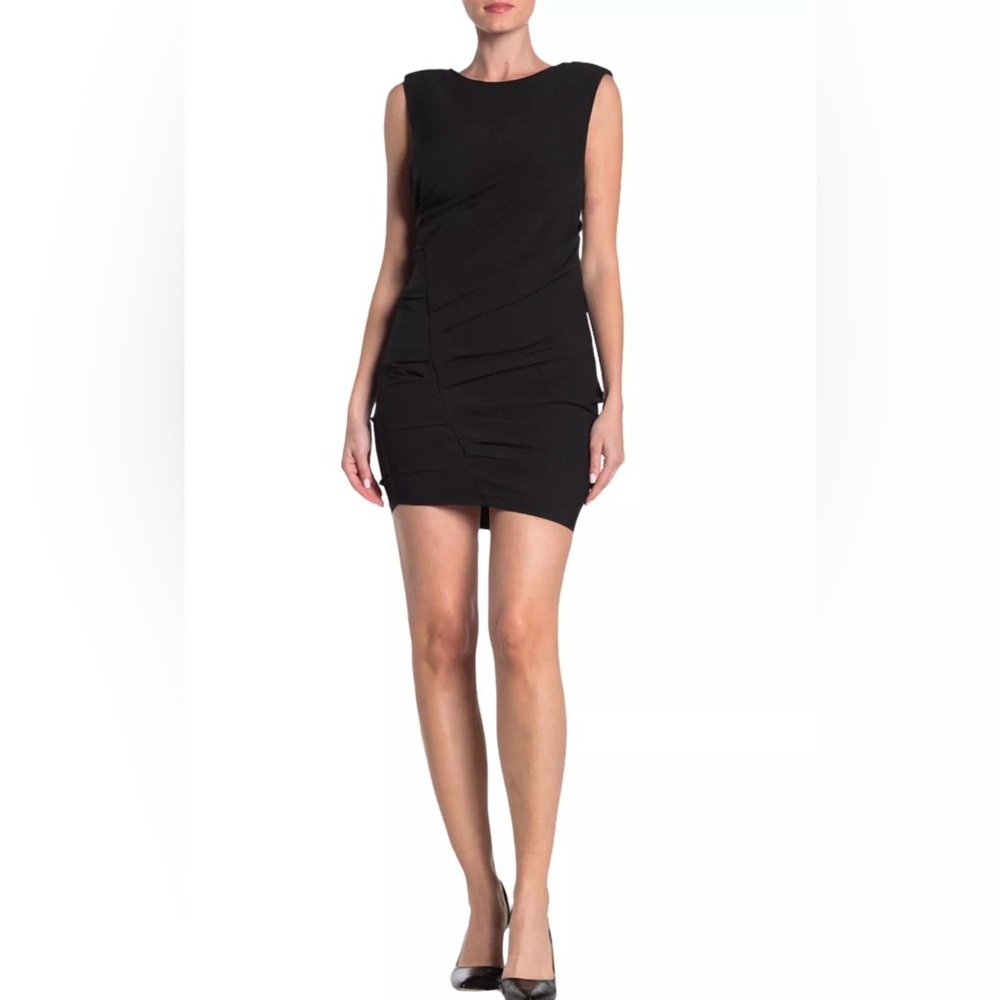 Lush Black Side Ruched Sleeveless Bodycon Cocktail Party Mini Dress Size Small